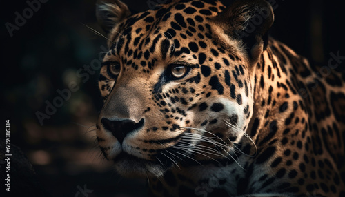 Majestic big cats stare  beauty in nature generated by AI