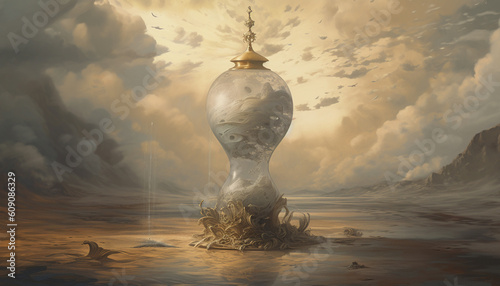 sand watch in the sky surreal generative art