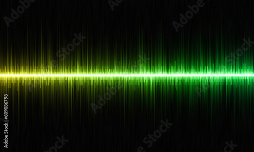 green abstract sound waves on a black background.