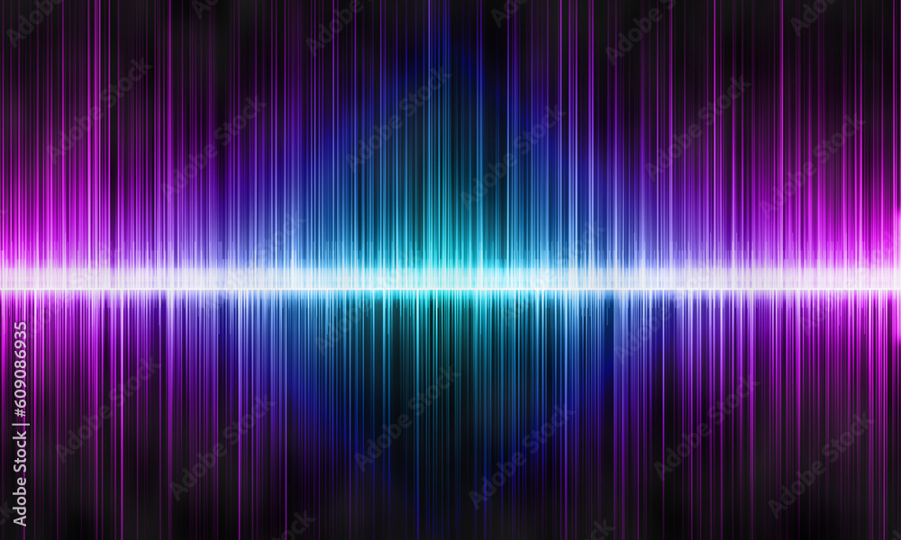 custom made wallpaper toronto digitalSound waves oscillating with green, blue and purple glows of light.
