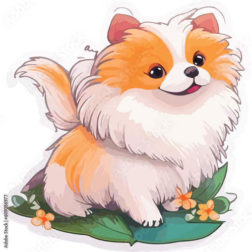 beautiful chibi dog sticker cartoon vector illustration