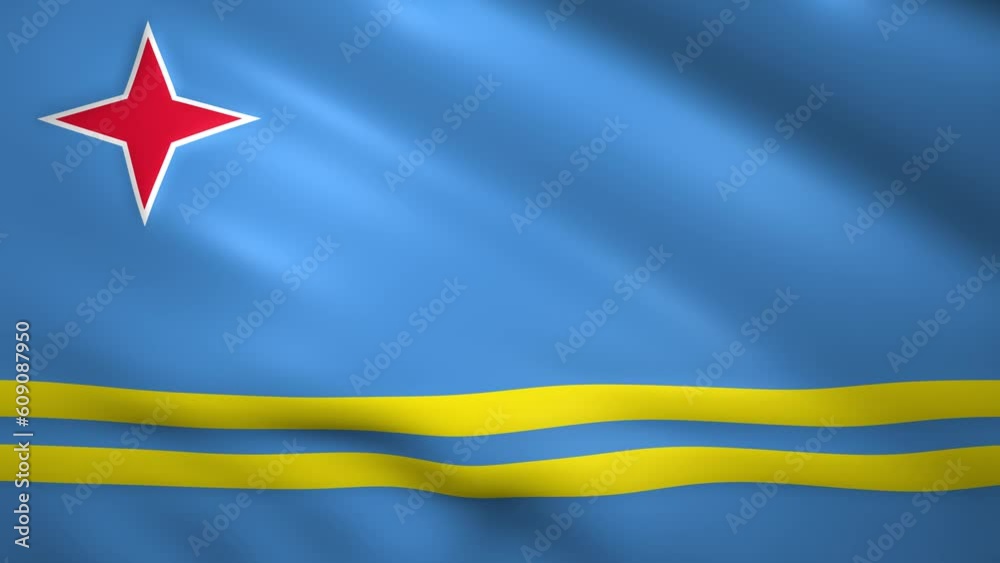 Aruba flag waving in the wind Aruba flag waving in the wind