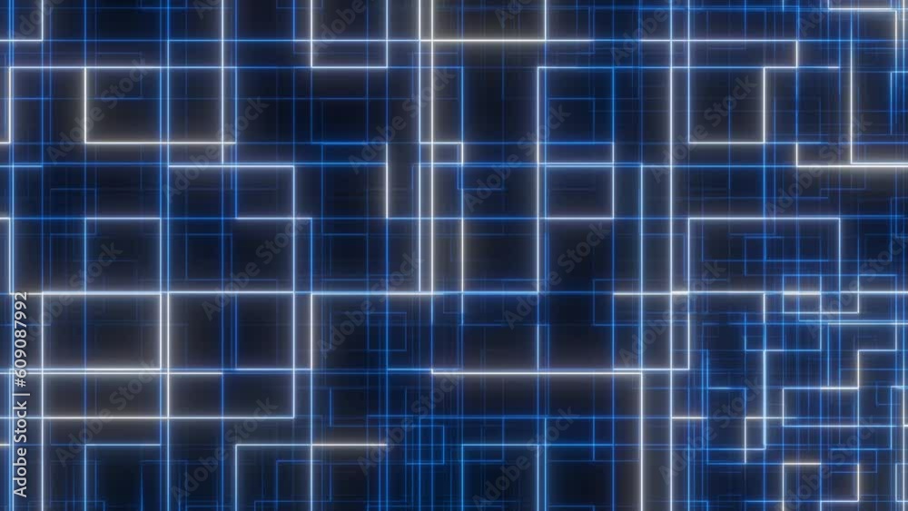 technology abstract white and blue network connection background on black background, Seamless loop of square background, technical square technology abstract white and blue network connection background on black background, Seamless loop of square background, technical square