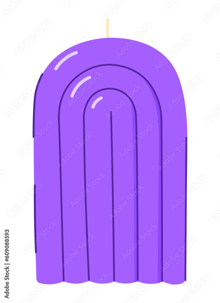 Decoratie original wax candle for home. Cute violet candle for cozy, relax and spa