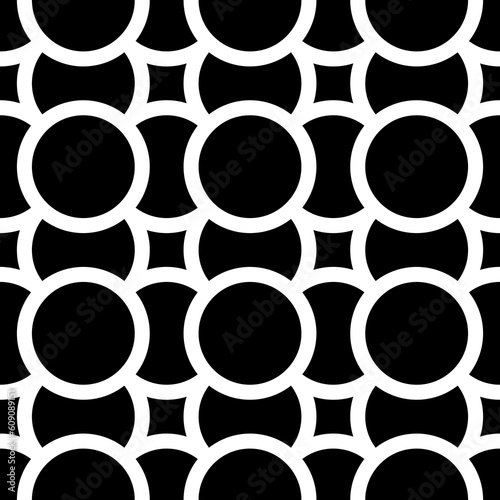 White figures background. Circles and squares texture. Ethnic motif. Seamless surface pattern design with circular embroidery ornament. Digital paper with rings for textile print, web designing.