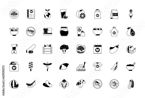 Vegetarian, vegetable, veggies - minimal web icon set. Included the simple vector icons as tomato, cucumber, kohlrabi, cauliflower, pattypan squash, fiddleheads, daikon. 