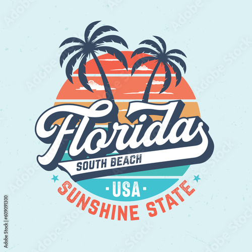 Florida South Beach - Tee Design For Printing. Good For Poster, Wallpaper, T-Shirt, Gift.