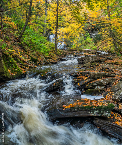 Autumn waterfall at Ricketts Glen State Park - Pennsylvania -  Ganoga Falls  photo