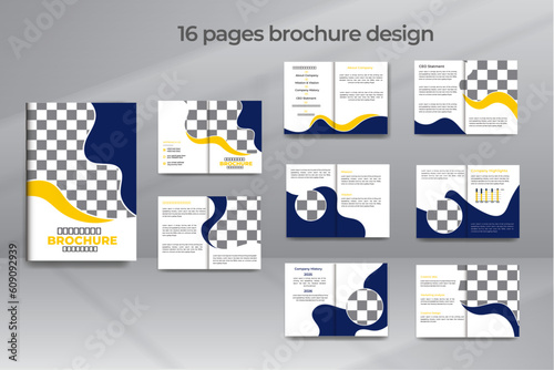 Professional Corporate Business Brochure or Booklet Template, Multi-page Brochure Design. Creative Shape Minimalist Business Brochure Template Design
