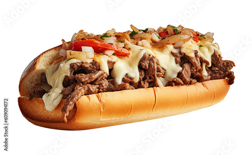 Cheesesteak on transparent background. Generative AI. photo