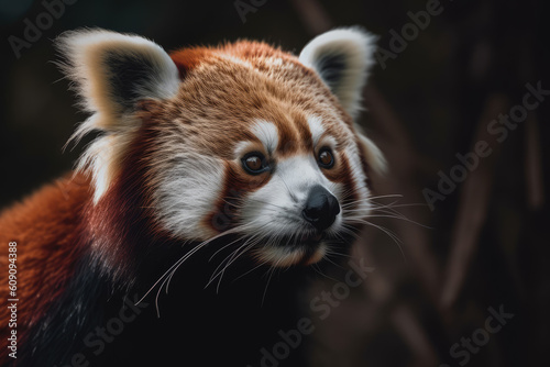 red panda on top of a tree, beautiful background, forest background, ai generated