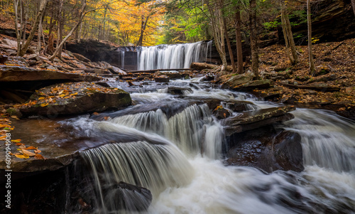 Autumn waterfall at Ricketts Glen State Park - Pennsylvania -  Oneida Falls  photo