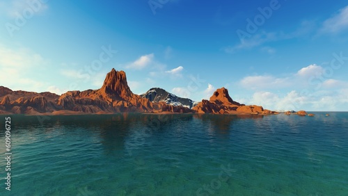 Turquoise sea and stone coast
