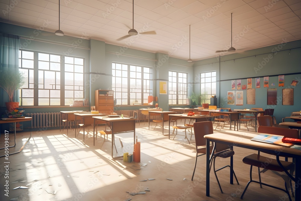 class room in the school with stuff professional photography ai generated