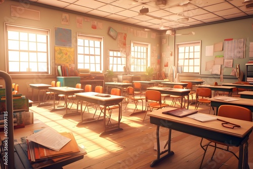 class room in the school with stuff professional photography ai generated