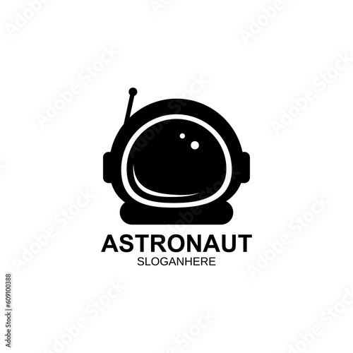 astronaut helmet space walk travel vintage logo vector illustration label badge design.