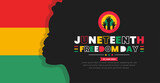 Juneteenth Freedom Day african man background, banner, card, poster with typography design. African American Independence Day background, Day of freedom and emancipation. 19 June. vector.