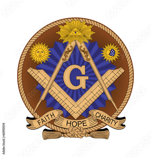 Mason, masonic Freemasonry and secret societie emblem sign.