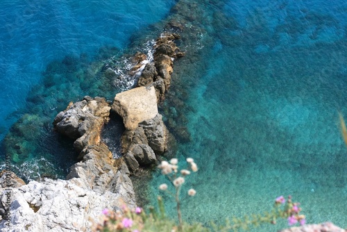Aerial view of Liguria sea, capo Noli, Italy 