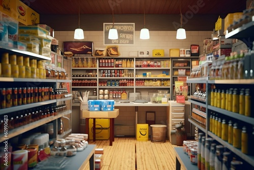 etalase in the minimarket room with stuff professional photography ai generated