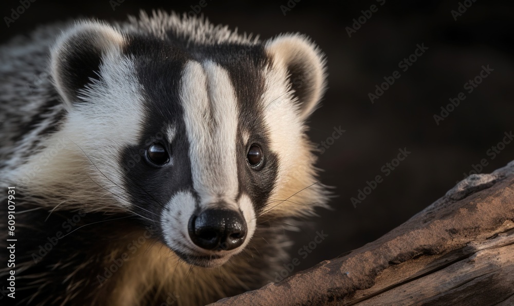 a raccoon looking at the camera while standing on a log. generative ai a raccoon looking at the camera while standing on a log. generative ai