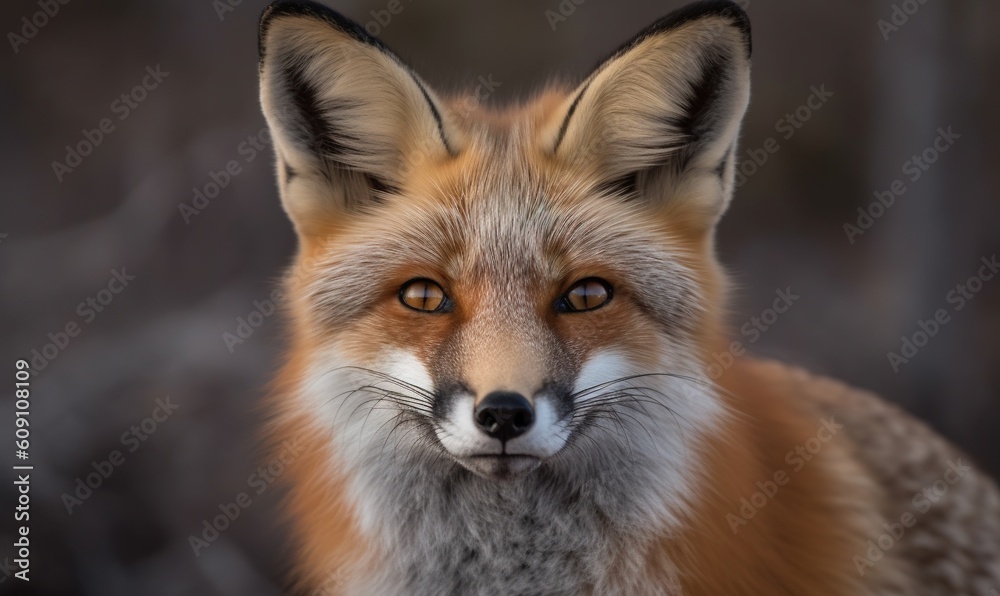  a close up of a fox with a blurry background.  generative ai
