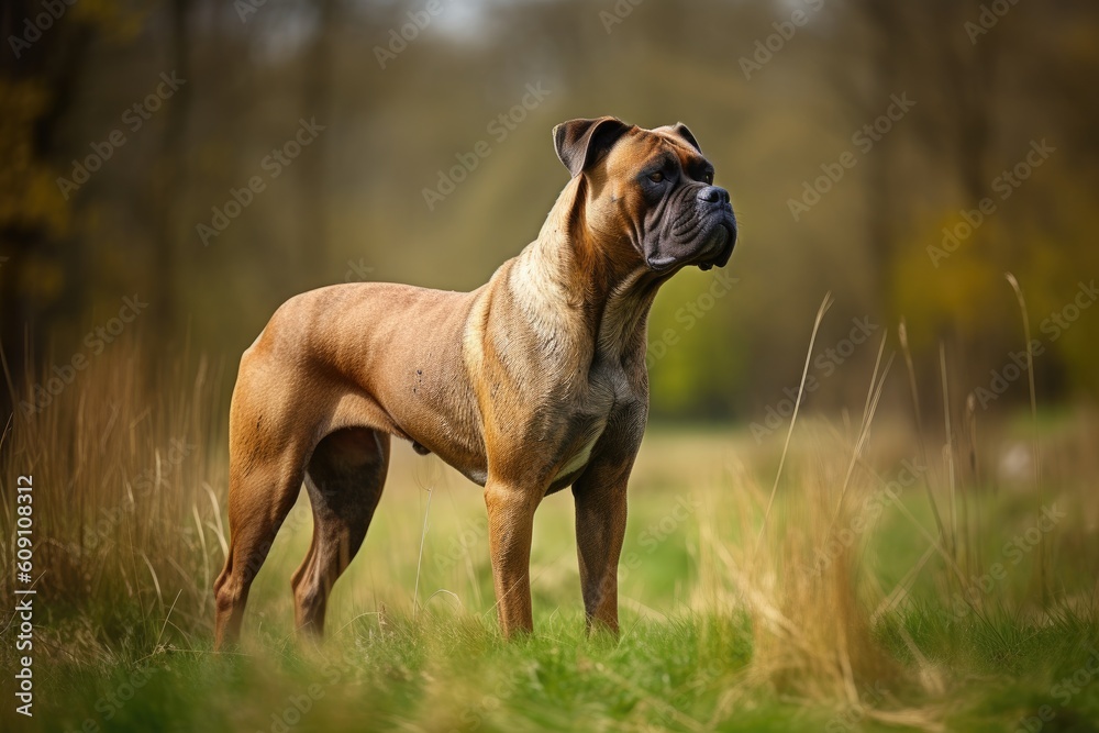 Portrait of a Rhodesian Ridgeback dog standing on the grass AI Generated Portrait of a Rhodesian Ridgeback dog standing on the grass AI Generated