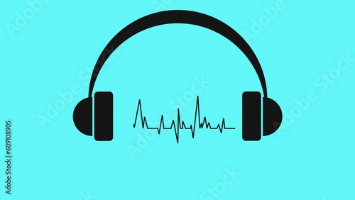 ASMR concept. Dark headphones with pulsating music for enjoyment. Enjoying whispers, sounds or music. Sleep and relaxation therapy.