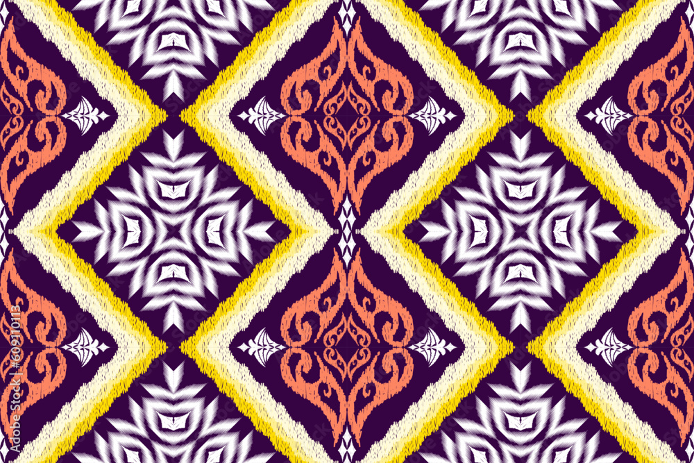 Ikat Figure aztec embroidery style. Geometric ethnic oriental traditional art pattern.Design for ethnic background,wallpaper,fashion,clothing,wrapping,fabric,element,sarong,graphic,vector illustration Ikat Figure aztec embroidery style. Geometric ethnic oriental traditional art pattern.Design for ethnic background,wallpaper,fashion,clothing,wrapping,fabric,element,sarong,graphic,vector illustration