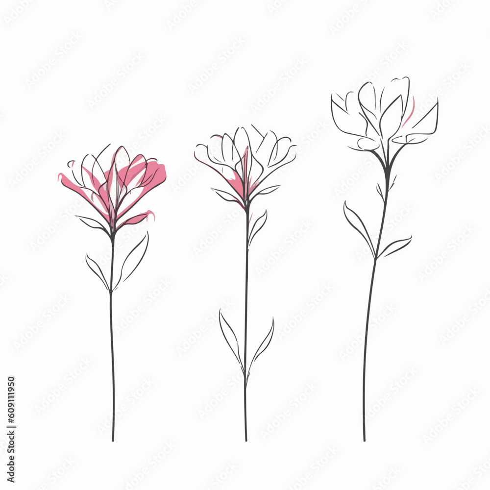 Charming azalea illustrations in vector format, perfect for stationery design.