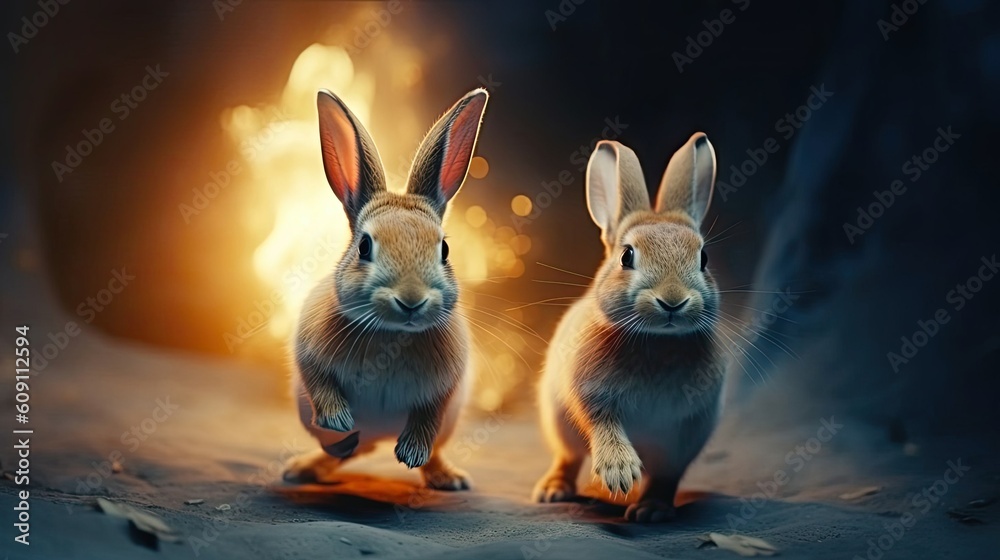 Rabbits harnessing the power of luck and fate their footprints leaving ...