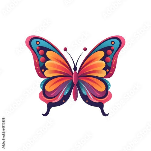 Colorful butterfly illustration, AI generated © Elena