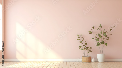 Well lit room with plants. Generative AI