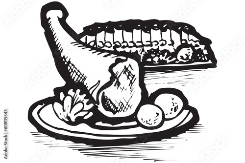 Greece Food and historical icons for bill of fare