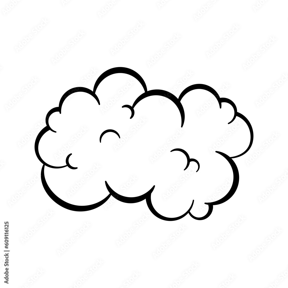 Cloud Smoke Outline Cartoon Style Isolated Vector Illustration Stock ...