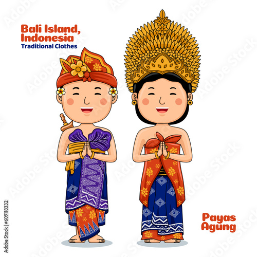 Couple wear Traditional Clothes greetings welcome to Bali