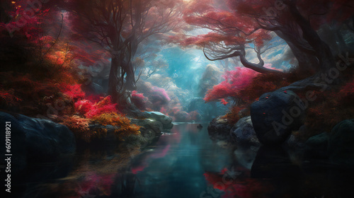 Step into a world of enchantment and wonder with a stunning, hyper-realistic image of nature that captures the essence of its magical beauty. Created using generative AI.