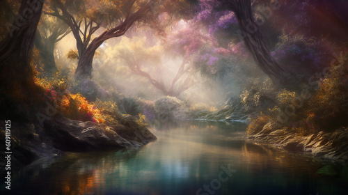 Step into a world of enchantment and wonder with a stunning, hyper-realistic image of nature that captures the essence of its magical beauty. Created using generative AI.
