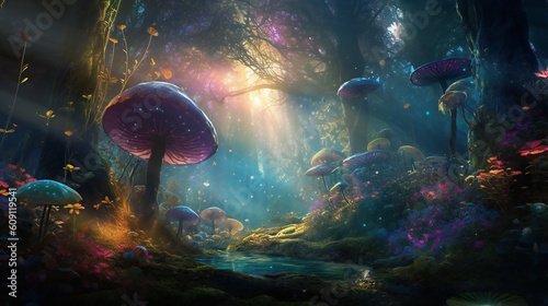 Step into a world of enchantment and wonder with a stunning, hyper-realistic image of nature that captures the essence of its magical beauty. Created using generative AI.