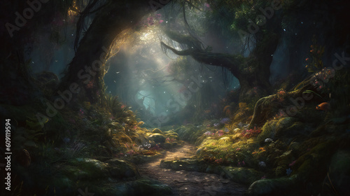 Step into a world of enchantment and wonder with a stunning, hyper-realistic image of nature that captures the essence of its magical beauty. Created using generative AI.