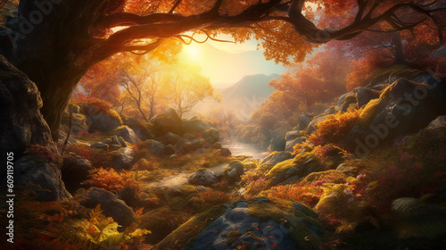 Step into a world of enchantment and wonder with a stunning, hyper-realistic image of nature that captures the essence of its magical beauty. Created using generative AI.