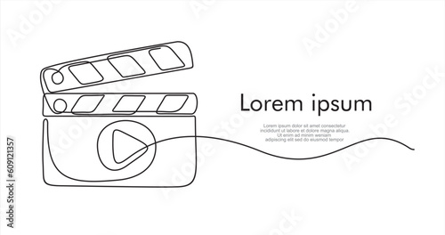 Clapper Film. Continuous one line drawing of Film Clapper.  