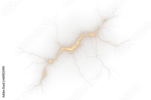 Photo Lightning isolated transparency background.Generative AI