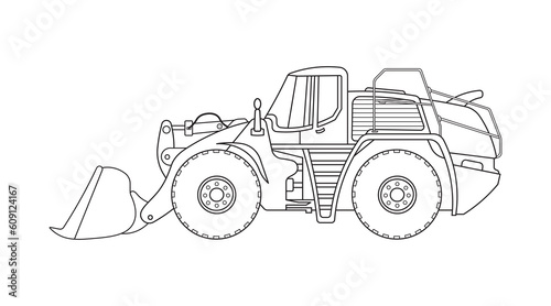 Hand drawn Vector illustration color children construction wheel loader construction vehicle clipart