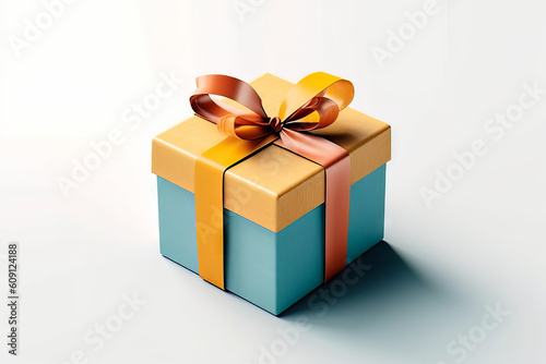 Gift box with the ribbon isolated on white background, Generative AI
