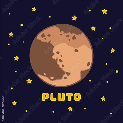 Vector illustration color children pluto icon flat design illustration