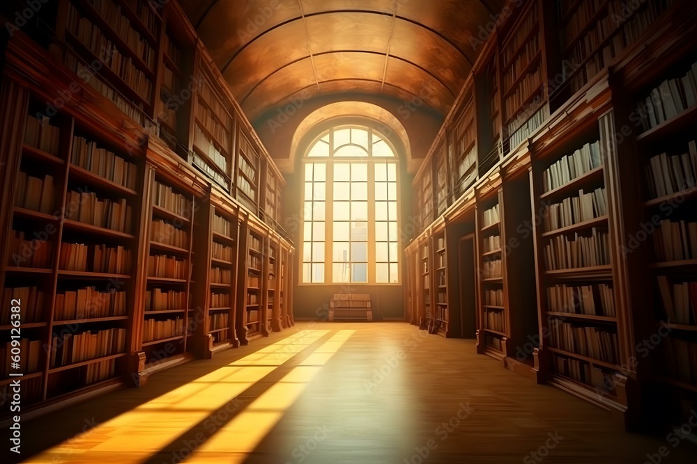 library full of book inspiration professional photography ai generated