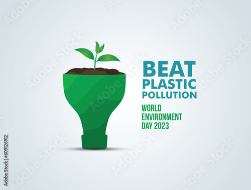 #BeatPlasticPollution, World Environment day concept 2023 vector background. 