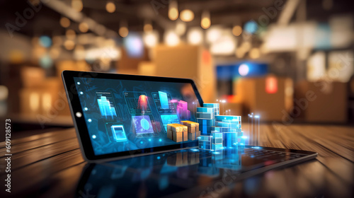 digital marketing encompasses tablet payments, online shopping, customer network connections, hologram virtual screens, mobile banking, and omni-channel integration.