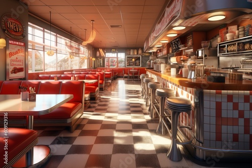 American diner, 50 and 60s style, retro or vintage restaurant Generative AI tool